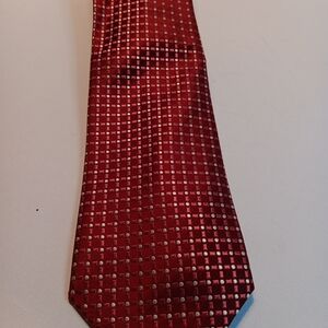 Claireborne Red Silk Checkered Tie for Formal Occasions Power tie